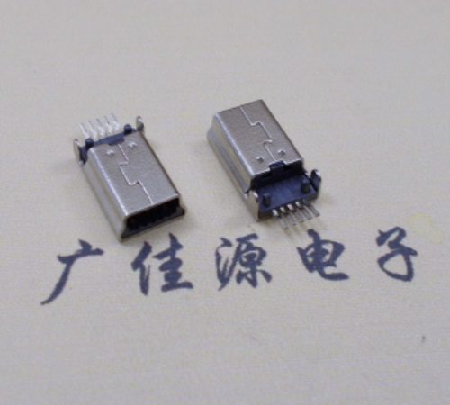 大朗镇MINI USB公头 5pin端子贴板带柱 10.7mm体长