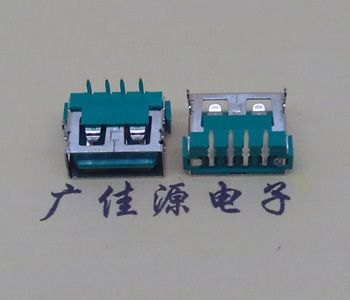 大朗镇USB2.0接口|AF90度母座|卧插直口|绿色胶芯