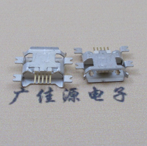 大朗镇MICRO USB5pin接口 四脚贴片沉板母座 翻边白胶芯