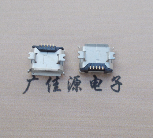 大朗镇Micro USB 5PIN接口,B型垫高0.9mm鱼叉脚贴片雾锡卷边