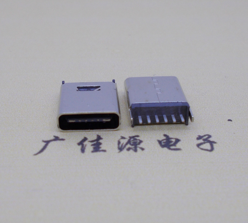 大朗镇直立式插板Type-C6p母座连接器高H=10.0mm