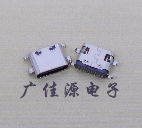 大朗镇type c16p沉板母座破板0.8mm/1.0mm/1.2mm/1.6mm四脚插板端子SMT总体长度L=6.5mm